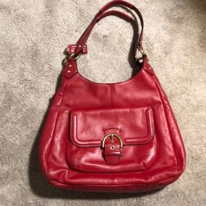Coach Campbell Hobo Bag Red leather